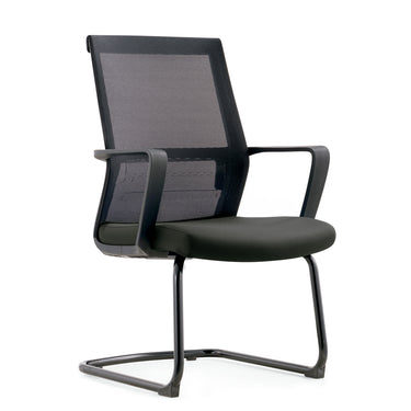 SILLA VISITA ASIENTO NEGRO CON RESPALDO EN MALLA (N434N)