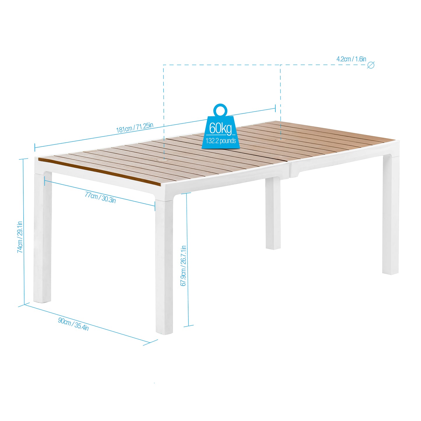 Mesa Minimalista Rectangular En Polipropileno